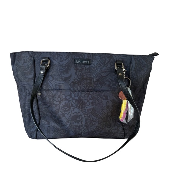 Sakroots Handbags - Sakroots Artist Circle Tote Bag Womens Medium Grey NWT Vegan Repreve Floral